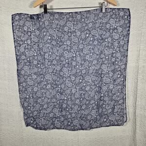 Scoop Paisley Scarf Blue White Lightweight Sheer Wrap Shawl Boho Floral